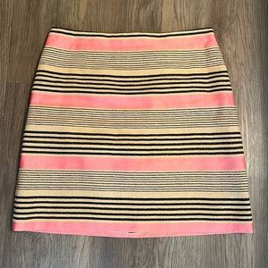 Ann Taylor LOFT Striped Skirt Pink Black Tan